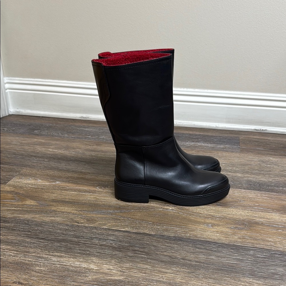 Franco Sarto BNWT Black Women's Boots with RED INTERIOR.